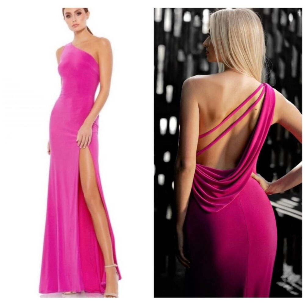 Mac Duggal 26512 One Shoulder Jersey Dress Draped Back Gown 6